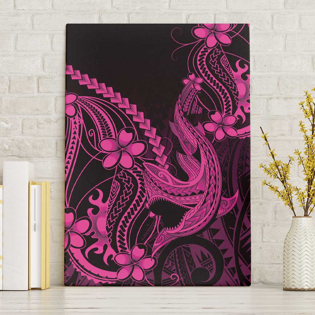 Pink Black Aloha Hawaii Canvas Wall Art Polynesian Shark Tattoo With Plumeria LT14 Without Frame Pink - Polynesian Pride