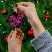 Pink Black Aloha Hawaii Ceramic Ornament Polynesian Shark Tattoo With Plumeria LT14 - Polynesian Pride