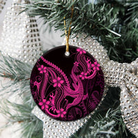 Pink Black Aloha Hawaii Ceramic Ornament Polynesian Shark Tattoo With Plumeria LT14 - Polynesian Pride