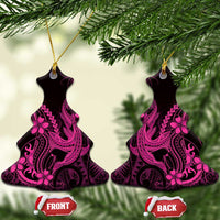 Pink Black Aloha Hawaii Ceramic Ornament Polynesian Shark Tattoo With Plumeria LT14 Christmas Tree Pink - Polynesian Pride