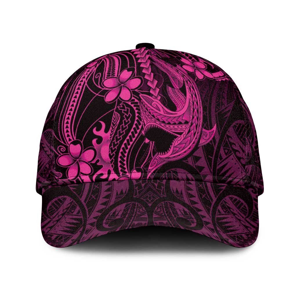 Pink Black Aloha Hawaii Classic Cap Polynesian Shark Tattoo With Plumeria LT14 Universal Fit Pink - Polynesian Pride