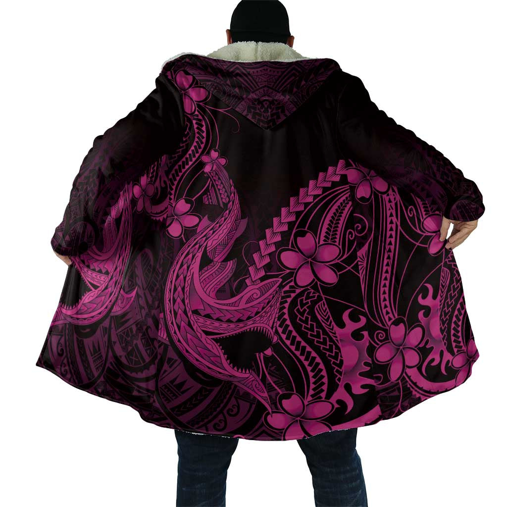 Pink Black Aloha Hawaii Cloak Polynesian Shark Tattoo With Plumeria LT14 - Polynesian Pride
