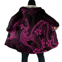 Pink Black Aloha Hawaii Cloak Polynesian Shark Tattoo With Plumeria LT14 - Polynesian Pride