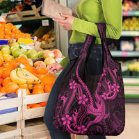 Pink Black Aloha Hawaii Grocery Bag Polynesian Shark Tattoo With Plumeria LT14 - Polynesian Pride