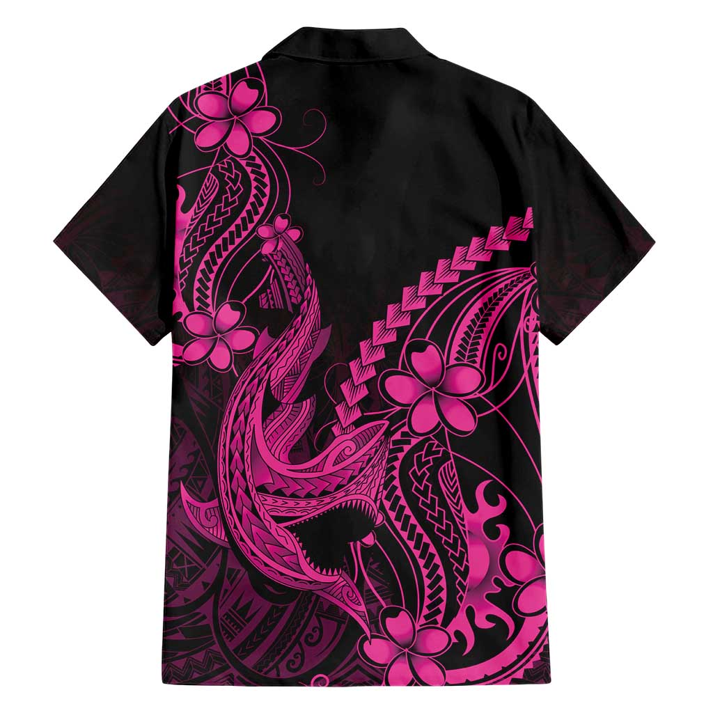 Pink Black Aloha Hawaii Hawaiian Shirt Polynesian Shark Tattoo With Plumeria LT14 - Polynesian Pride