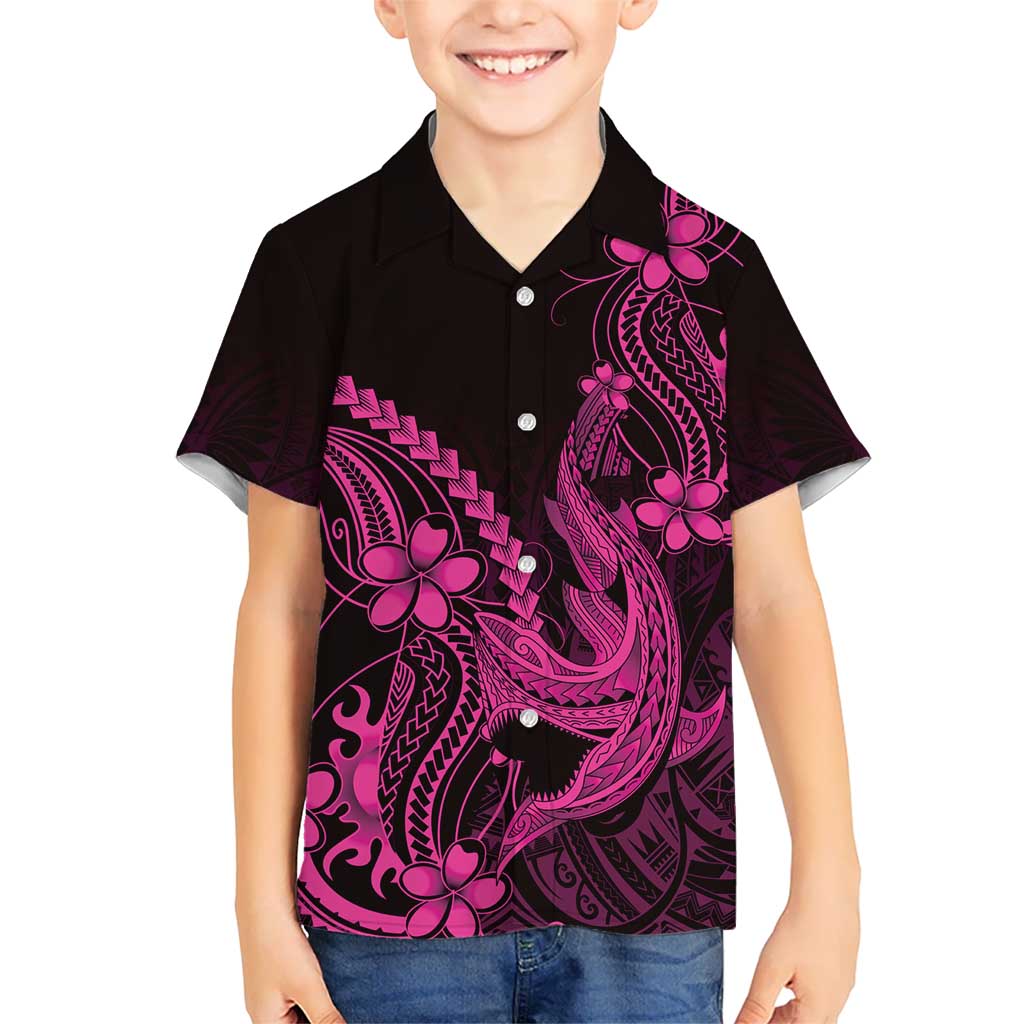 Pink Black Aloha Hawaii Hawaiian Shirt Polynesian Shark Tattoo With Plumeria LT14 - Polynesian Pride