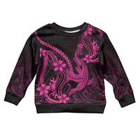 Pink Black Aloha Hawaii Kid Ugly Christmas Sweater Polynesian Shark Tattoo With Plumeria LT14 Kid Pink - Polynesian Pride
