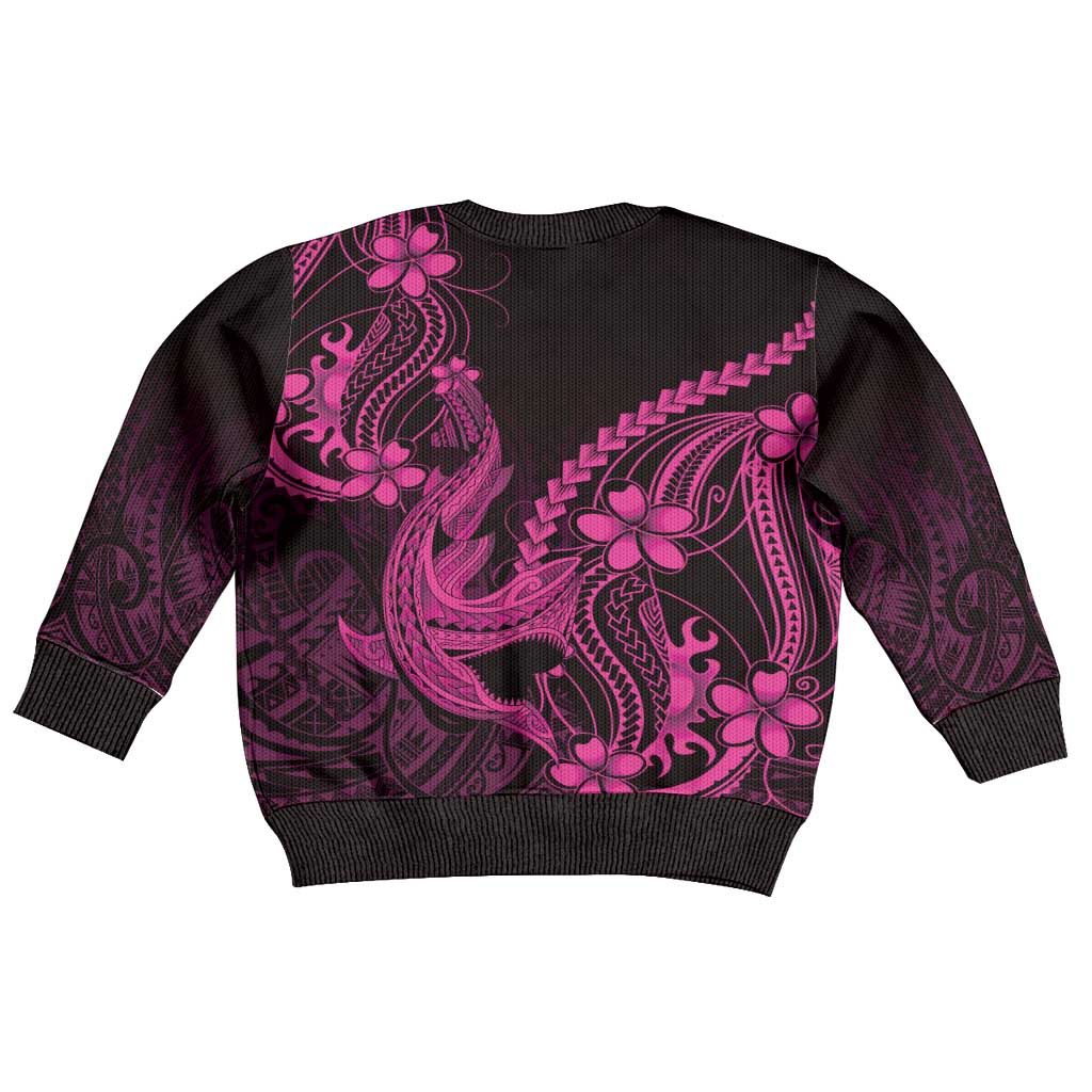 Pink Black Aloha Hawaii Kid Ugly Christmas Sweater Polynesian Shark Tattoo With Plumeria LT14 - Polynesian Pride