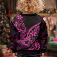 Pink Black Aloha Hawaii Kid Ugly Christmas Sweater Polynesian Shark Tattoo With Plumeria LT14 - Polynesian Pride