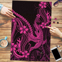 Pink Black Aloha Hawaii Puzzle Polynesian Shark Tattoo With Plumeria LT14 Pink - Polynesian Pride