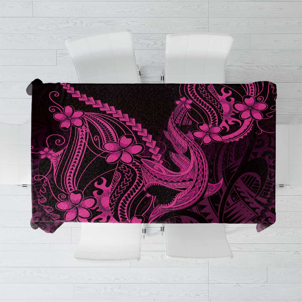 Pink Black Aloha Hawaii Tablecloth Polynesian Shark Tattoo With Plumeria LT14 Pink - Polynesian Pride