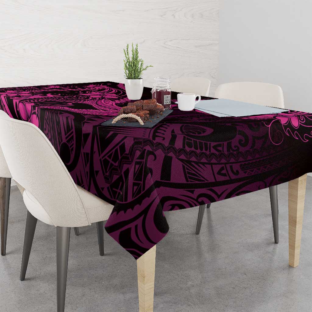 Pink Black Aloha Hawaii Tablecloth Polynesian Shark Tattoo With Plumeria LT14 - Polynesian Pride