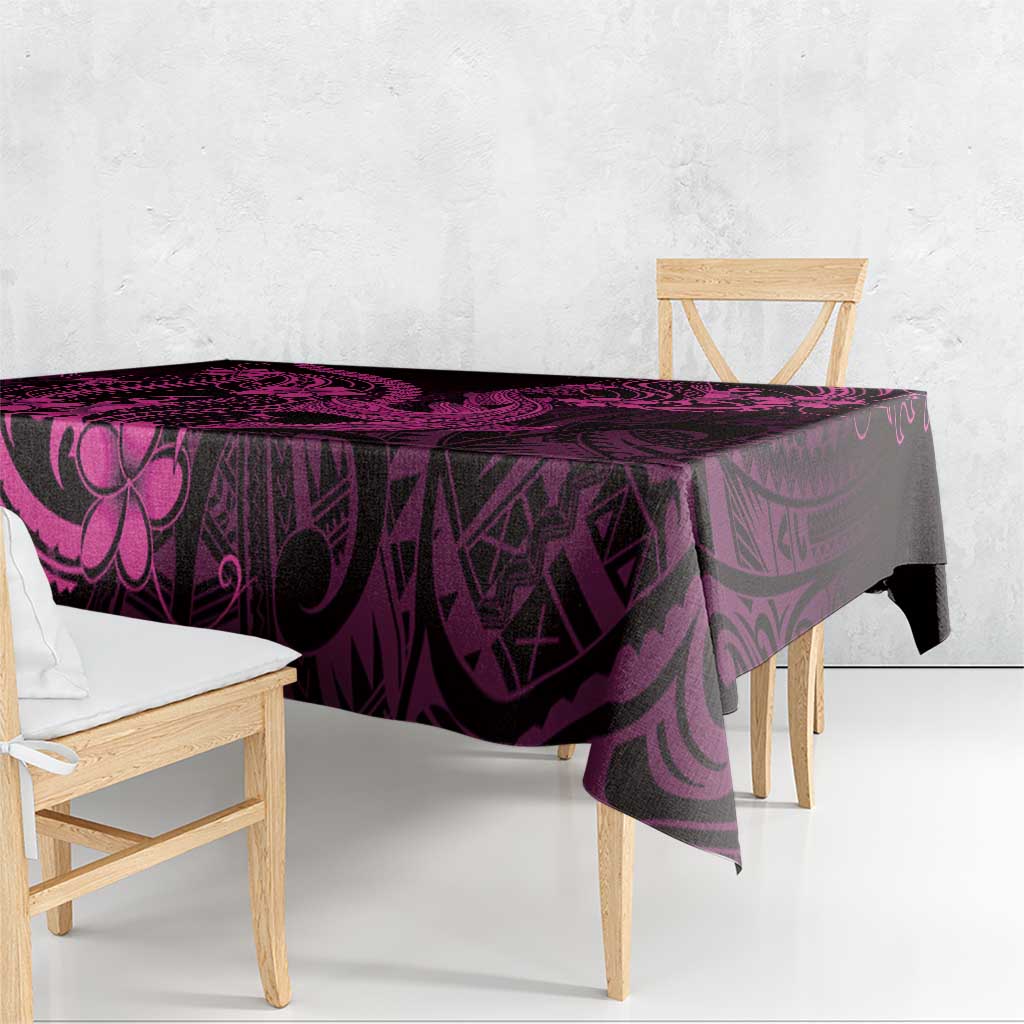 Pink Black Aloha Hawaii Tablecloth Polynesian Shark Tattoo With Plumeria LT14 - Polynesian Pride