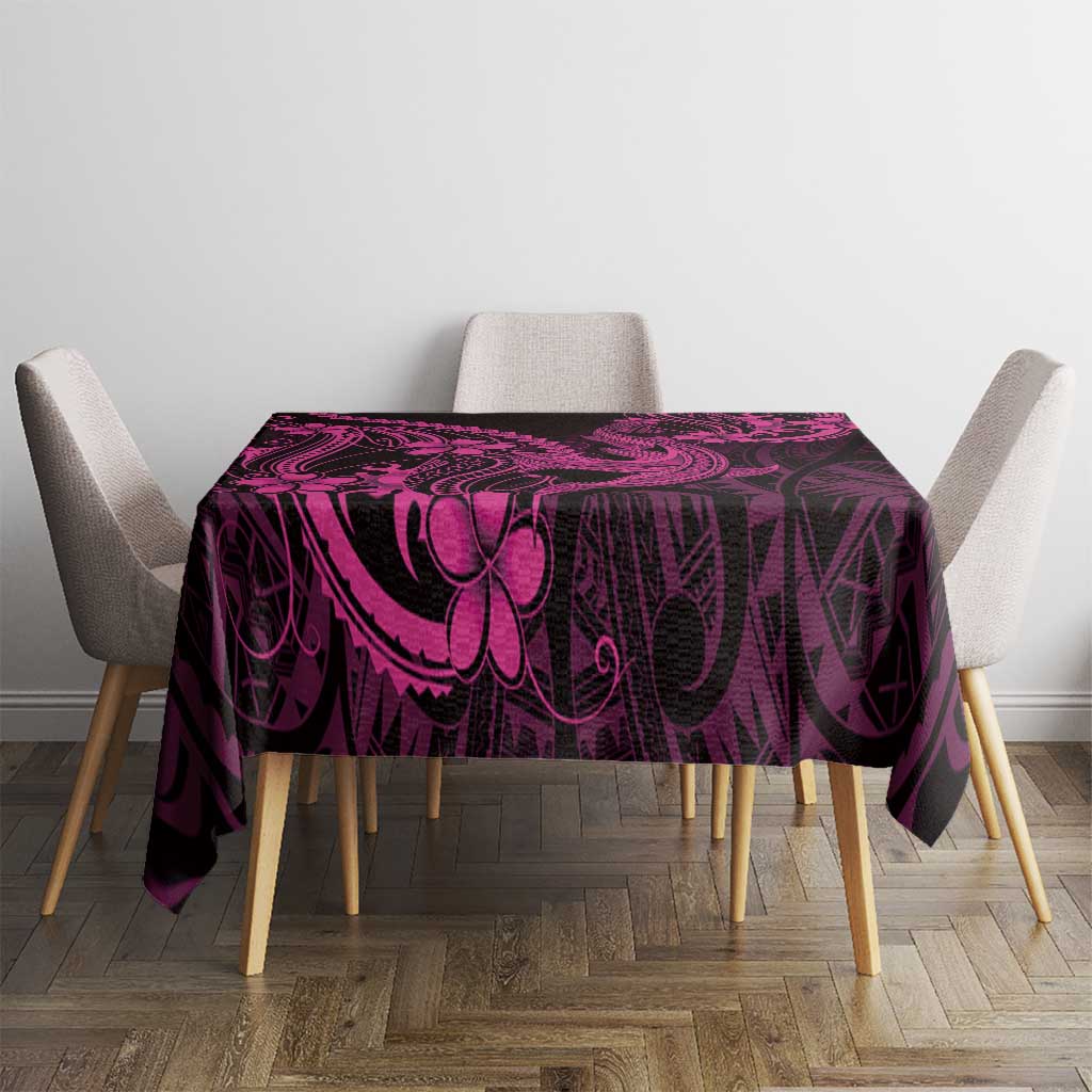 Pink Black Aloha Hawaii Tablecloth Polynesian Shark Tattoo With Plumeria LT14 - Polynesian Pride