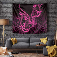 Pink Black Aloha Hawaii Tapestry Polynesian Shark Tattoo With Plumeria LT14 Pink - Polynesian Pride