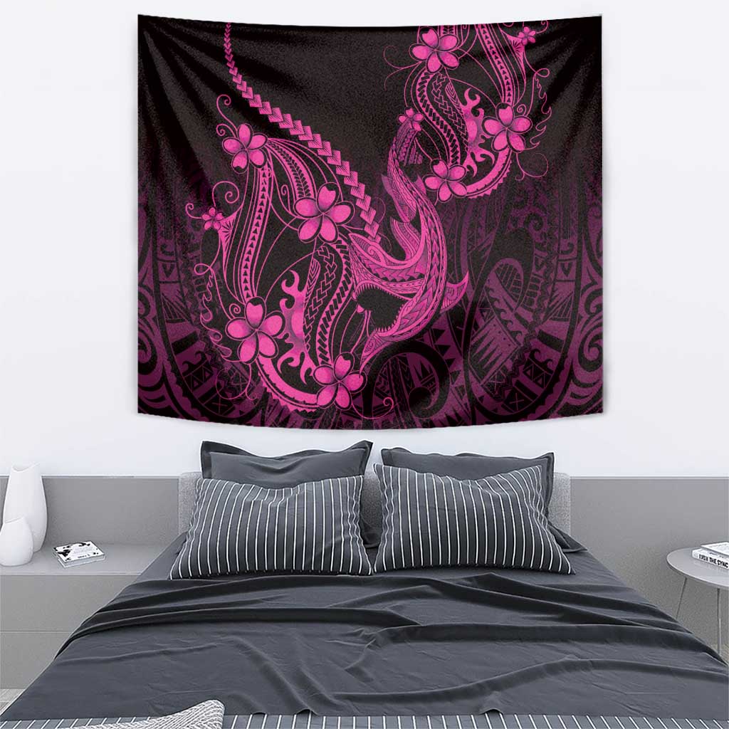 Pink Black Aloha Hawaii Tapestry Polynesian Shark Tattoo With Plumeria LT14 - Polynesian Pride