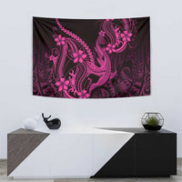 Pink Black Aloha Hawaii Tapestry Polynesian Shark Tattoo With Plumeria LT14 - Polynesian Pride