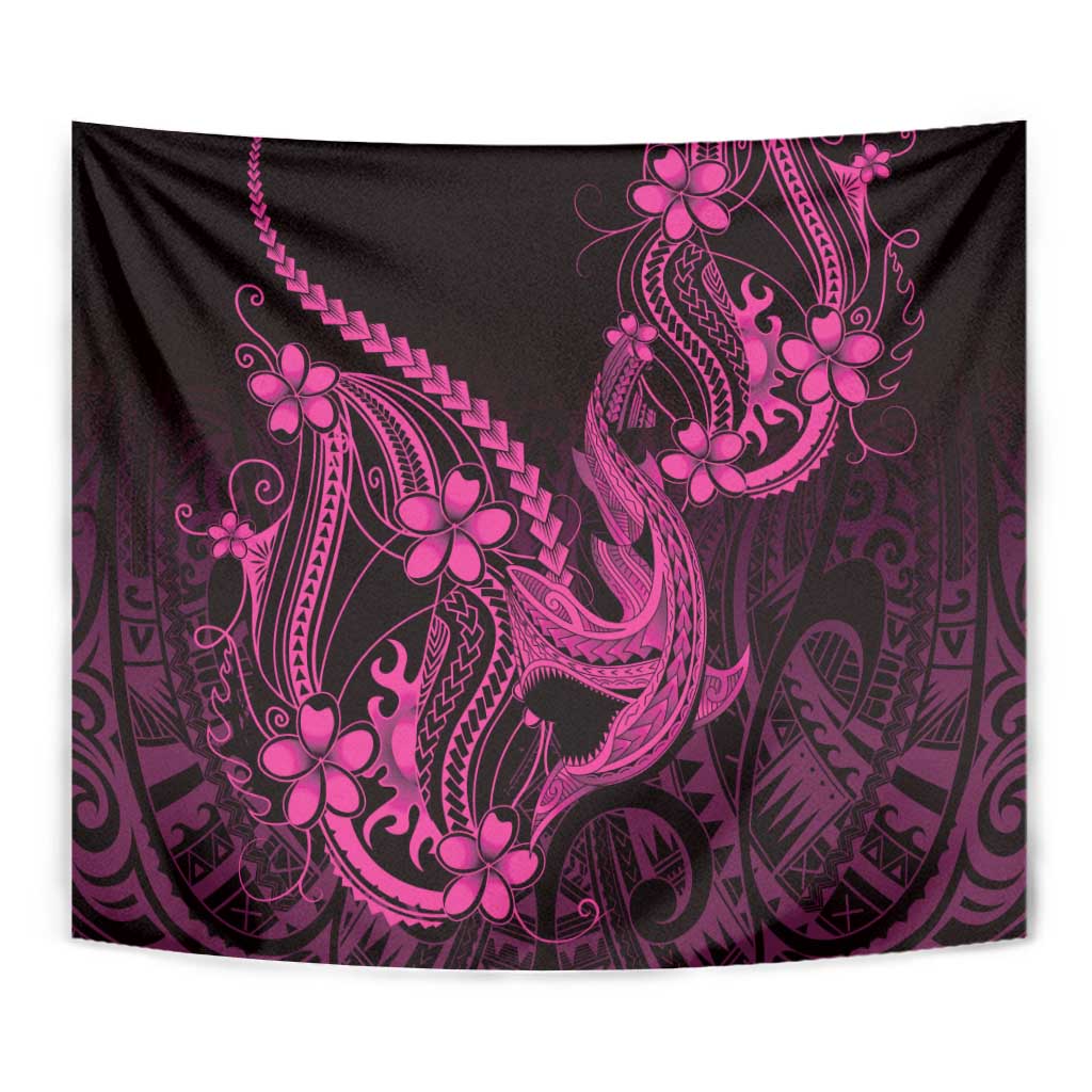 Pink Black Aloha Hawaii Tapestry Polynesian Shark Tattoo With Plumeria LT14 - Polynesian Pride