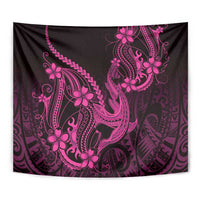 Pink Black Aloha Hawaii Tapestry Polynesian Shark Tattoo With Plumeria LT14 - Polynesian Pride