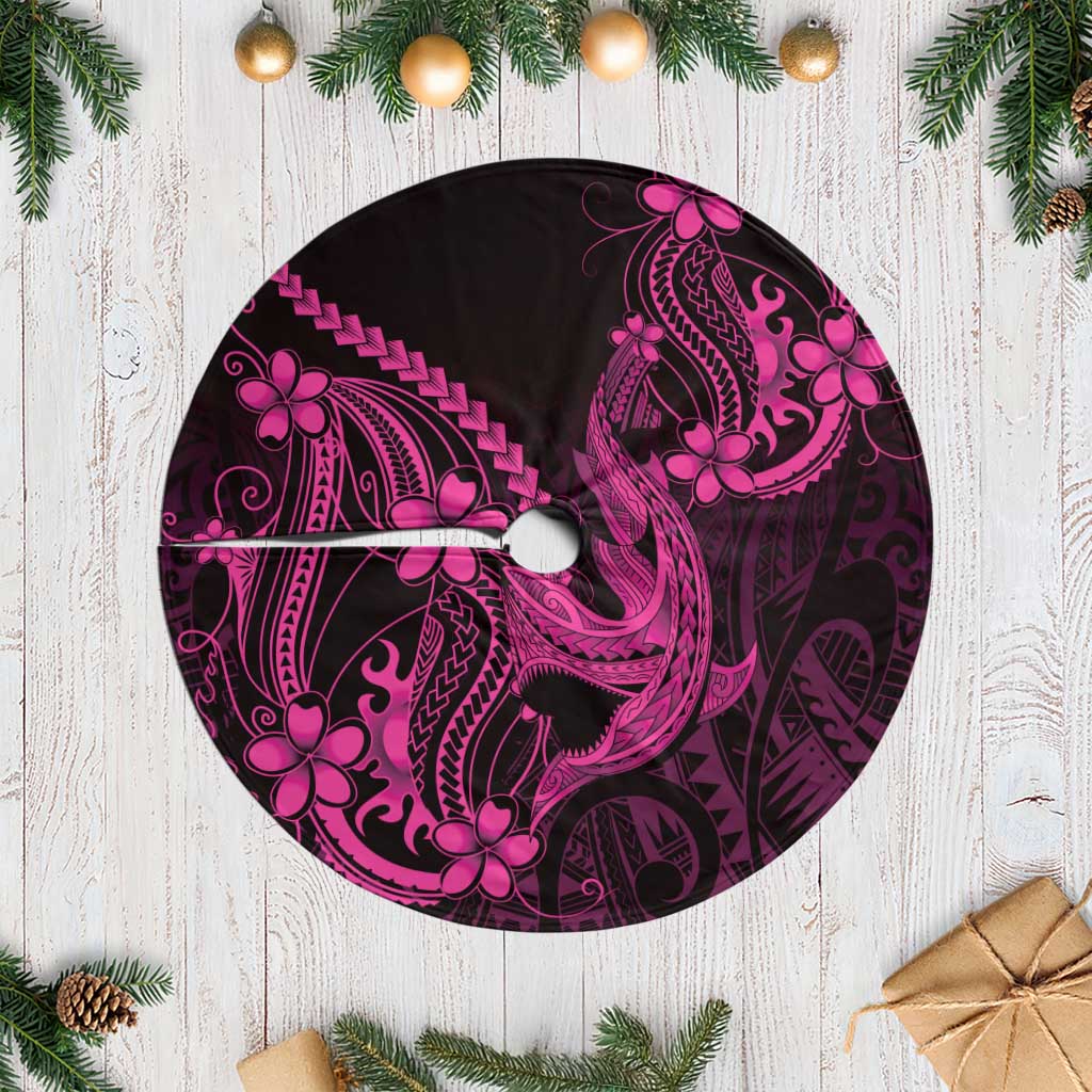 Pink Black Aloha Hawaii Tree Skirt Polynesian Shark Tattoo With Plumeria LT14 Casual Pink - Polynesian Pride