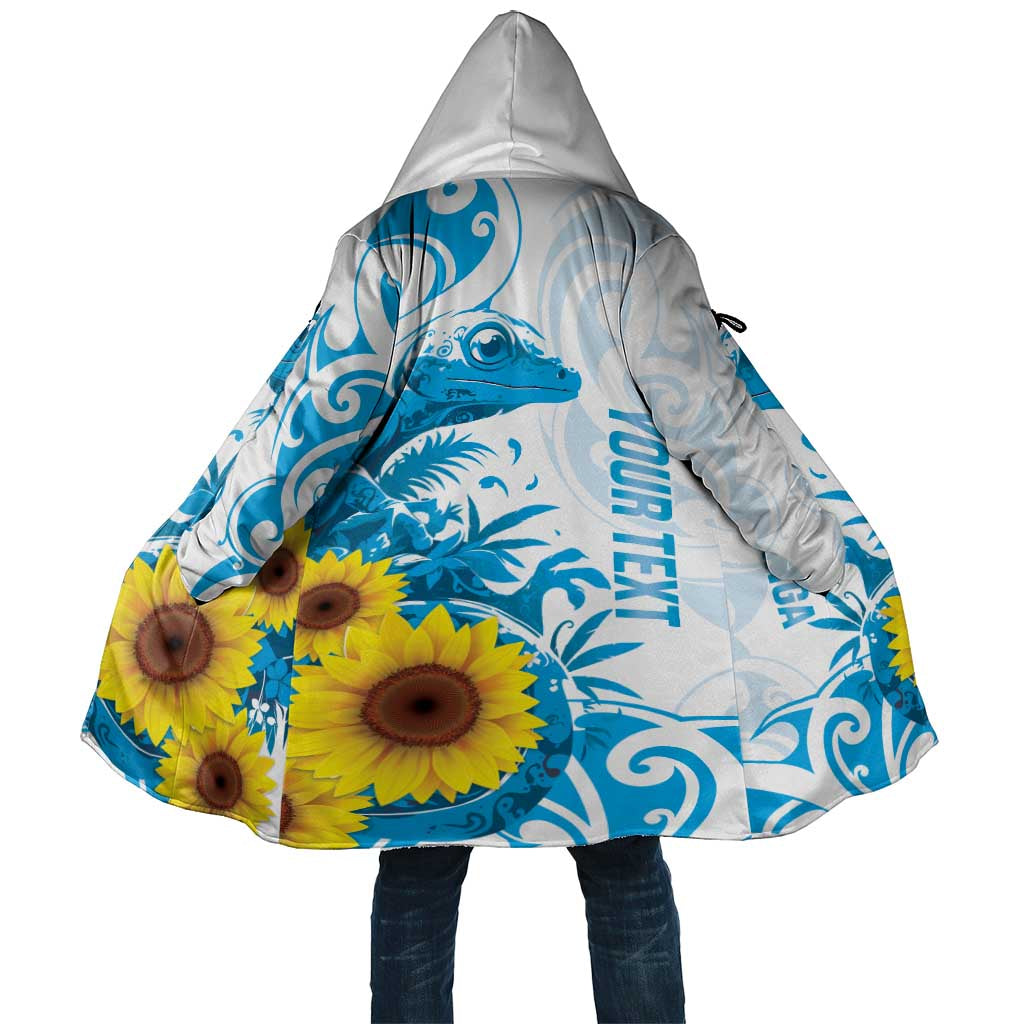 New Zealand Autism Awareness Month Cloak Takiwatanga Maori Lizard With Sunflower LT14 Unisex Blue - Polynesian Pride