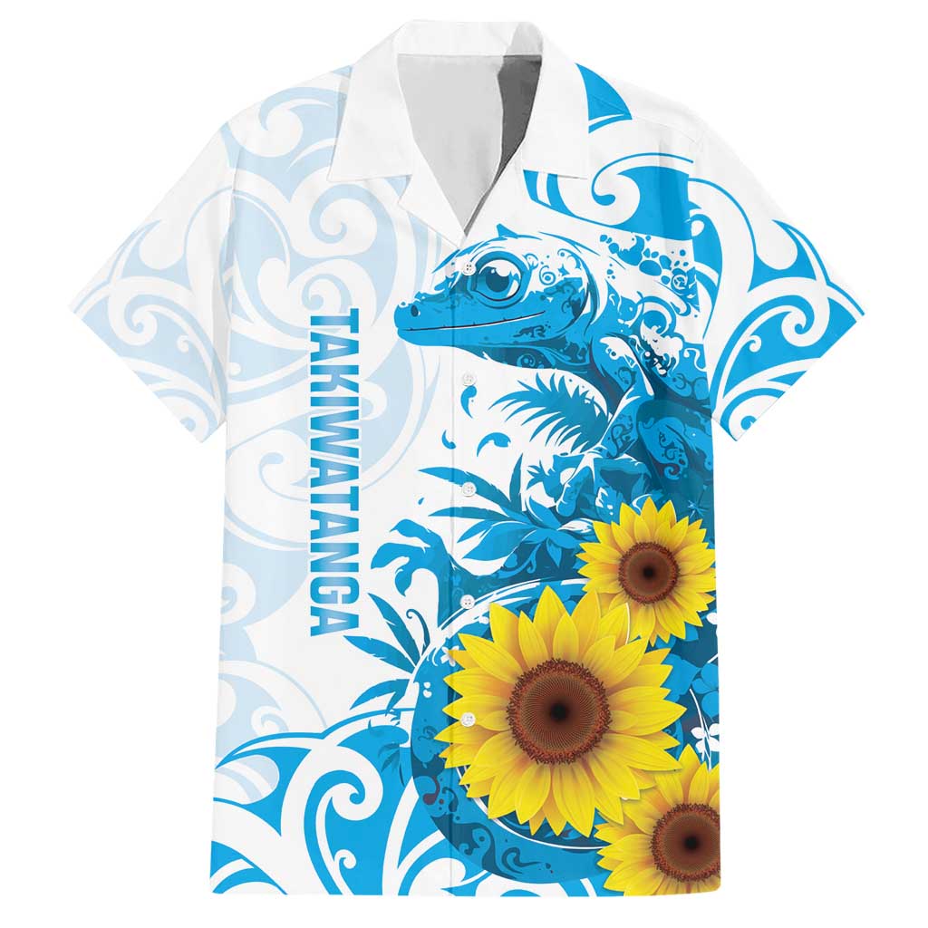 New Zealand Autism Awareness Month Hawaiian Shirt Takiwatanga Maori Lizard With Sunflower LT14 Blue - Polynesian Pride