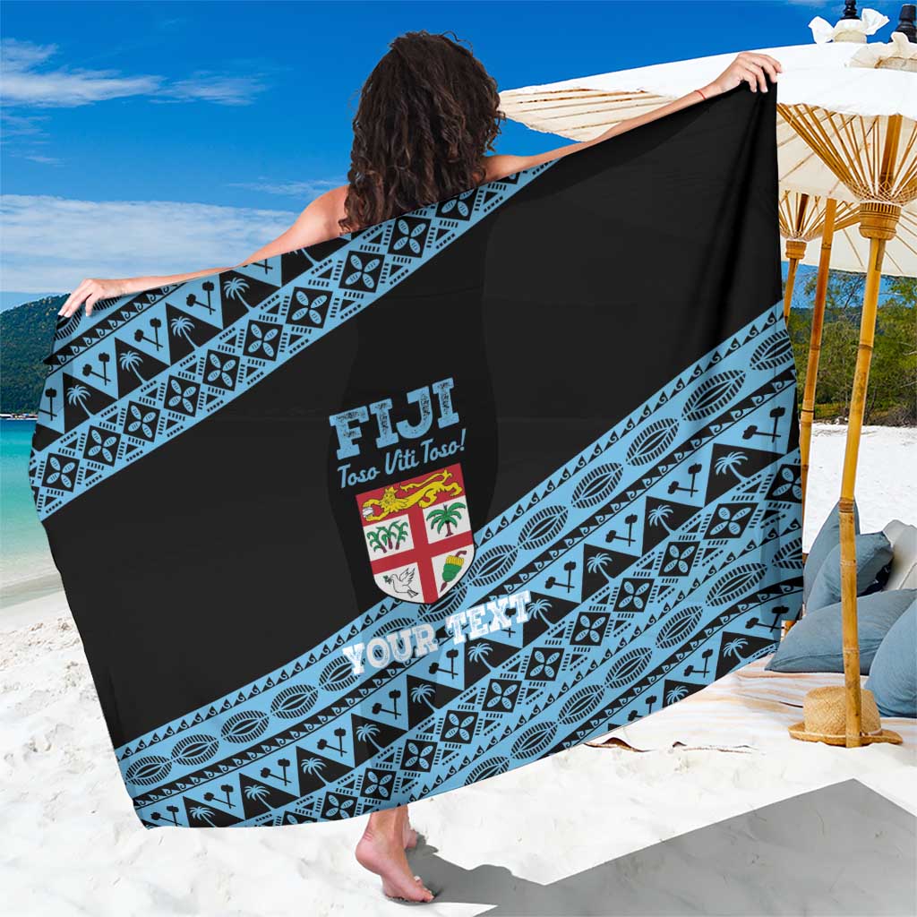 Fiji Rugby 2025 Custom Sarong Fijian Tapa Toso Viti Toso - Black LT14 One Size 44 x 66 inches Black - Polynesian Pride
