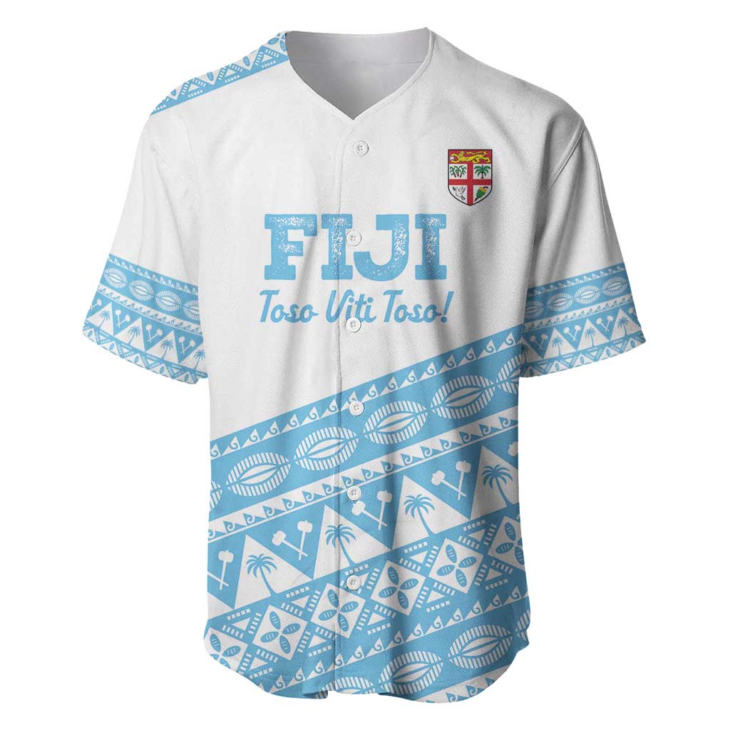 Fiji Rugby 2025 Custom Baseball Jersey Fijian Tapa Toso Viti Toso - White LT14 White - Polynesian Pride