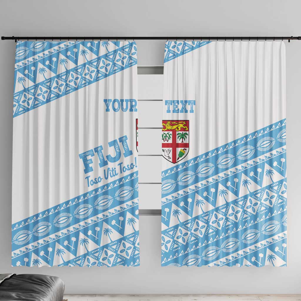 Fiji Rugby 2025 Custom Window Curtain Fijian Tapa Toso Viti Toso - White LT14 With Hooks White - Polynesian Pride