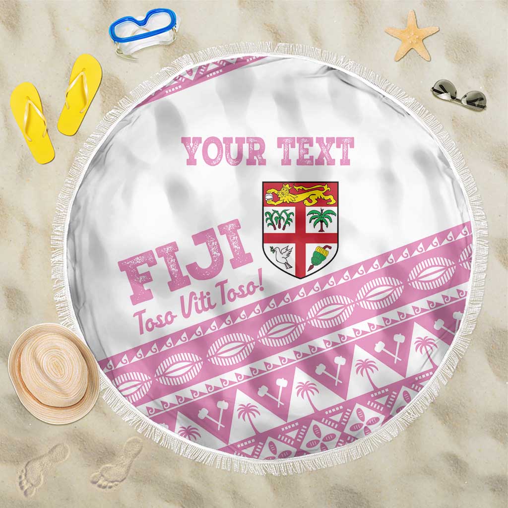 Fiji Rugby 2025 Custom Beach Blanket Fijian Tapa Toso Viti Toso - Pink LT14 One Size 150cm Pink - Polynesian Pride