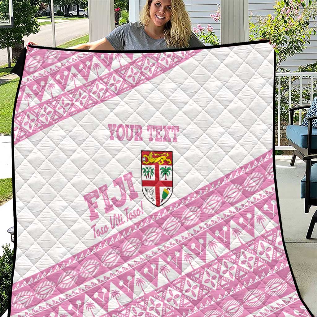 Fiji Rugby 2025 Custom Quilt Fijian Tapa Toso Viti Toso - Pink LT14 Pink - Polynesian Pride