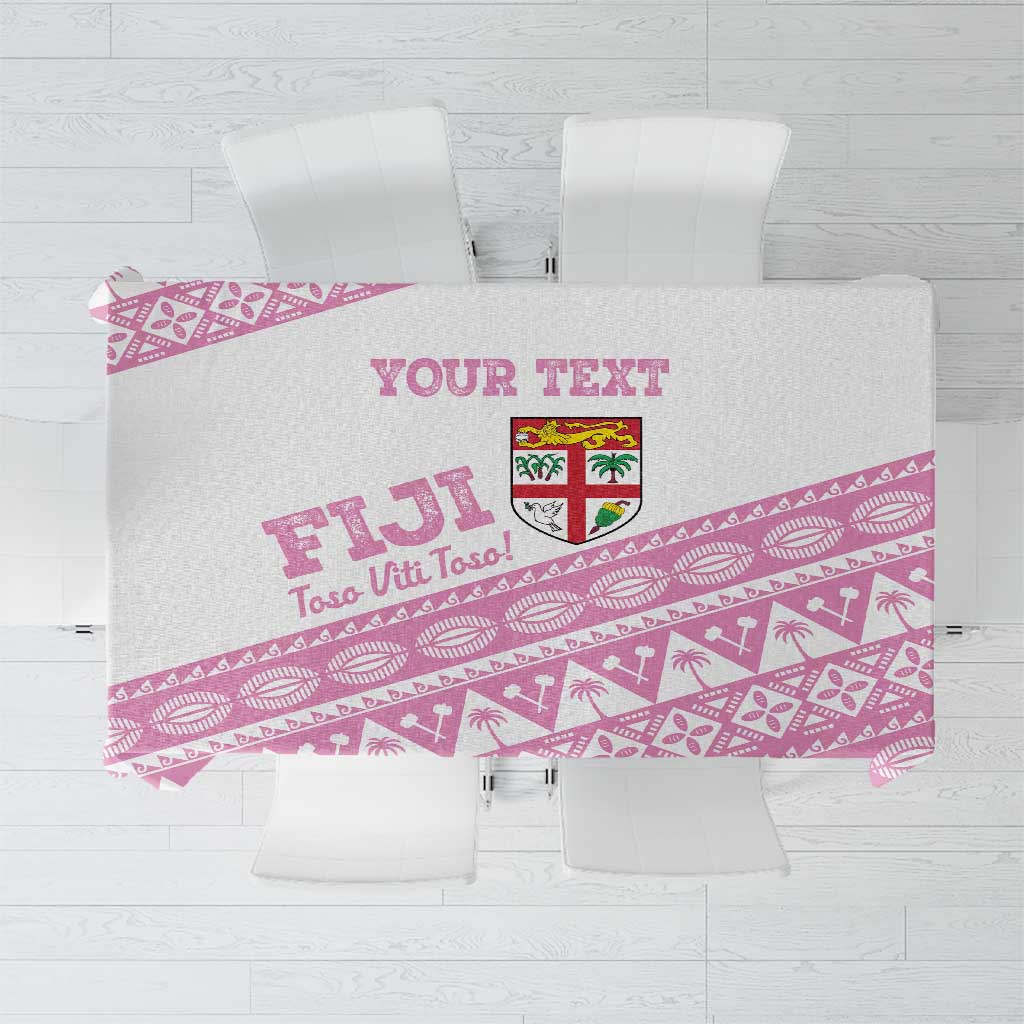 Fiji Rugby 2025 Custom Tablecloth Fijian Tapa Toso Viti Toso - Pink LT14 Pink - Polynesian Pride