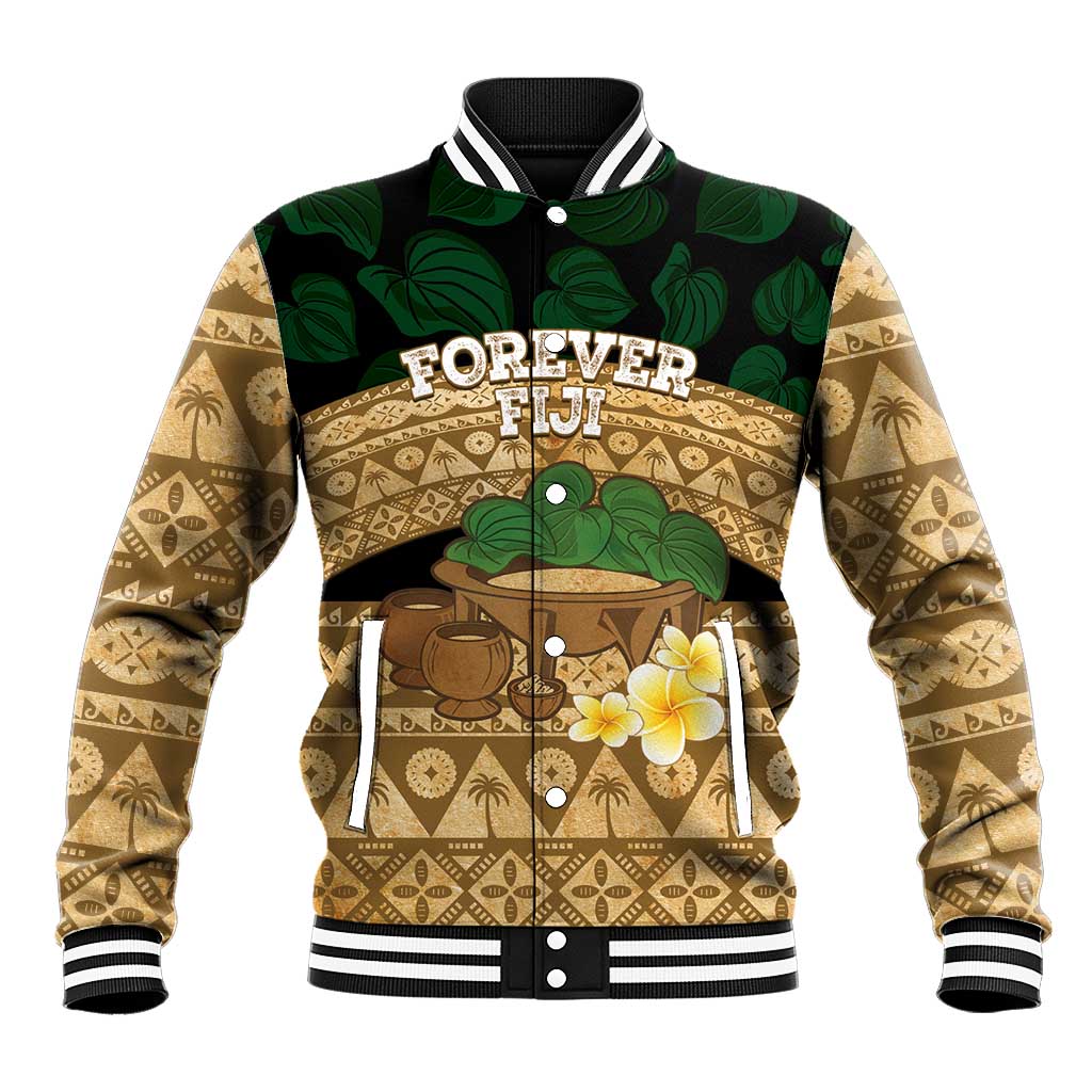 Bula Fiji Kava Bowl Baseball Jacket Fijian Tapa Cloth Vintage Vibe LT14 Unisex Brown - Polynesian Pride