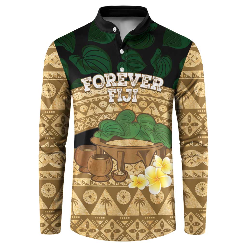 Bula Fiji Kava Bowl Button Sweatshirt Fijian Tapa Cloth Vintage Vibe LT14 Brown - Polynesian Pride