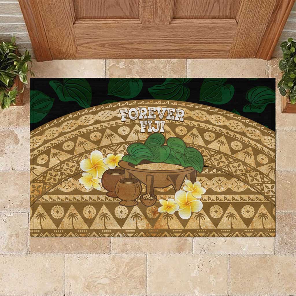 Bula Fiji Kava Bowl Rubber Doormat Fijian Tapa Cloth Vintage Vibe LT14 Brown - Polynesian Pride