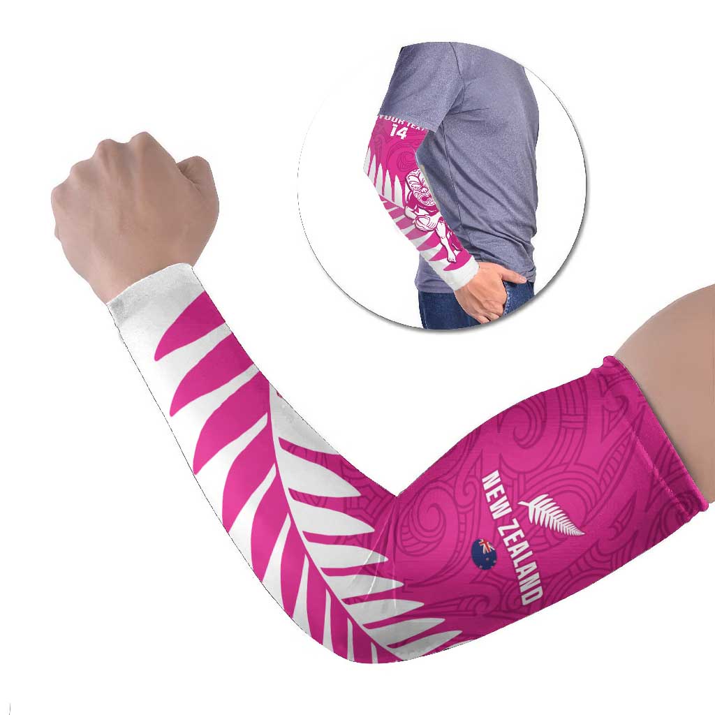 New Zealand Silver Fern Rugby Custom Arm Sleeves Go All Black Maori Pink Version LT14 Set of 2 Pink - Polynesian Pride