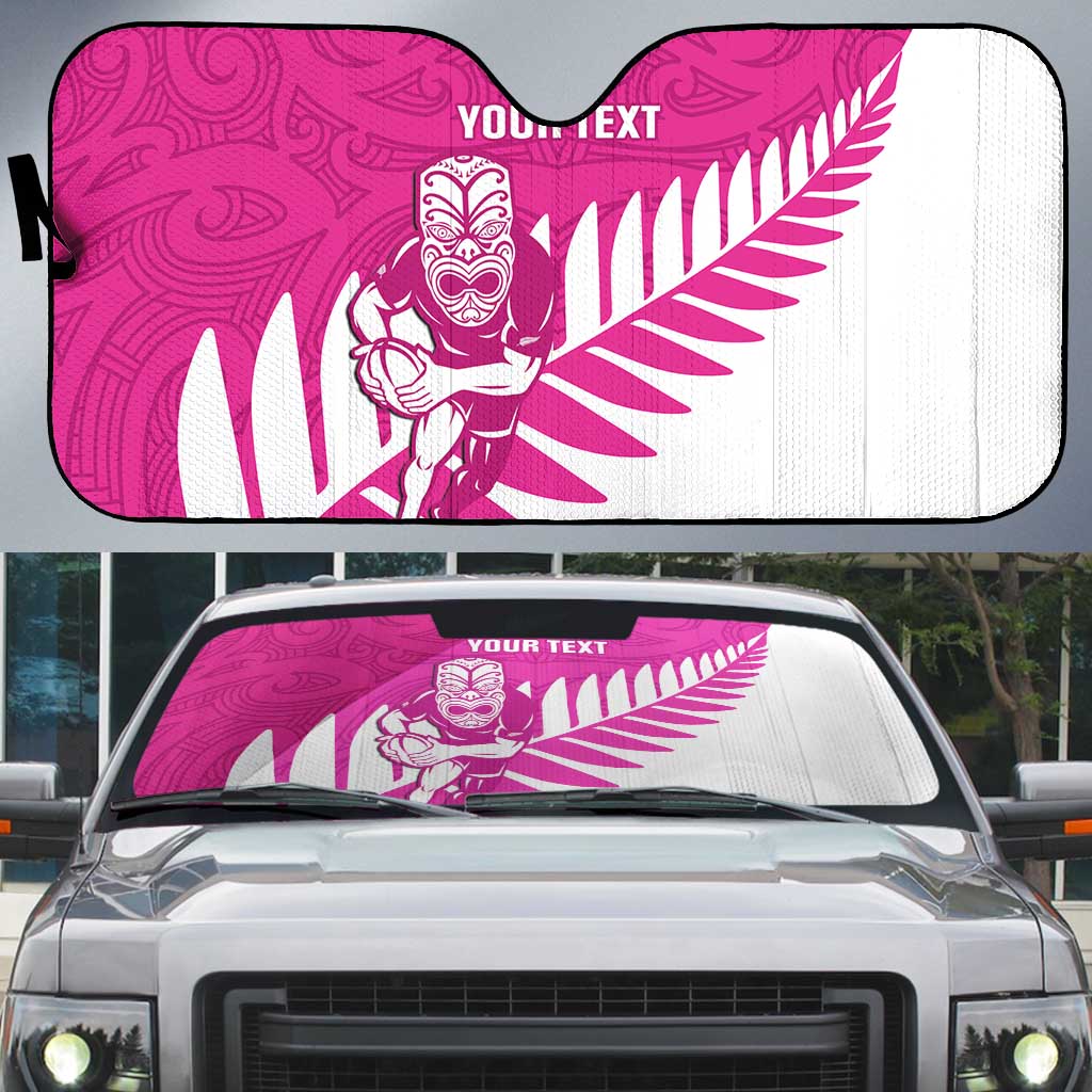 New Zealand Silver Fern Rugby Custom Auto Sun Shade Go All Black Maori Pink Version LT14 Pink - Polynesian Pride