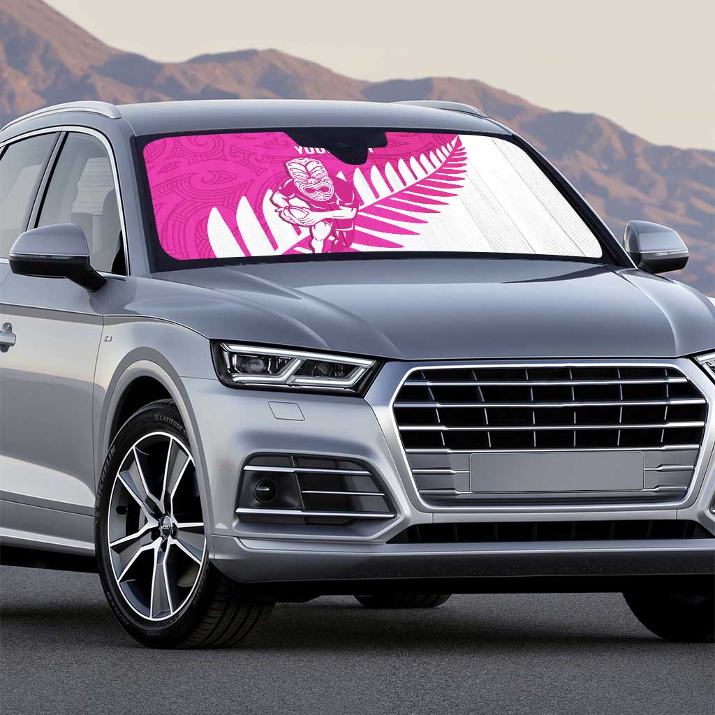 New Zealand Silver Fern Rugby Custom Auto Sun Shade Go All Black Maori Pink Version LT14 - Polynesian Pride