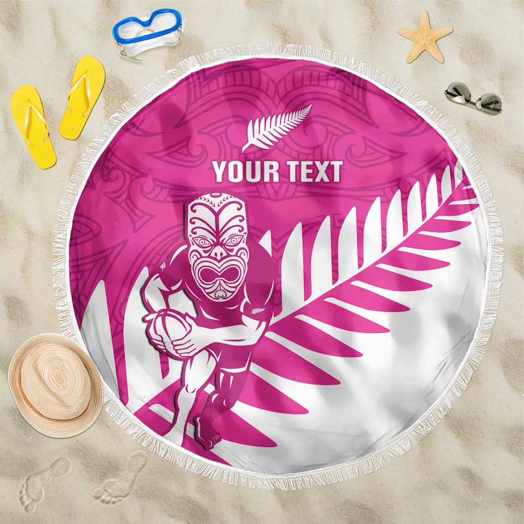 New Zealand Silver Fern Rugby Custom Beach Blanket Go All Black Maori Pink Version LT14 One Size 150cm Pink - Polynesian Pride