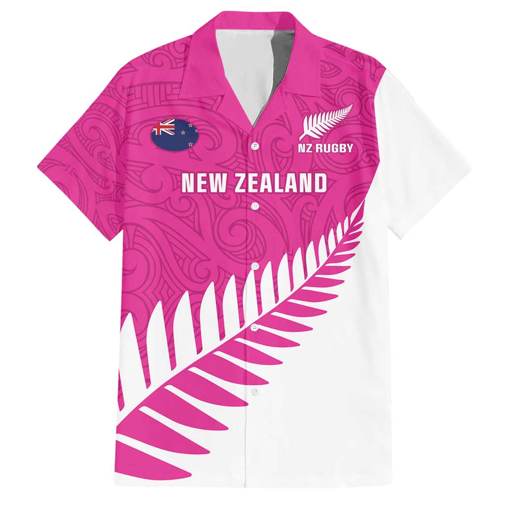 New Zealand Silver Fern Rugby Custom Hawaiian Shirt Go All Black Maori Pink Version LT14 Pink - Polynesian Pride