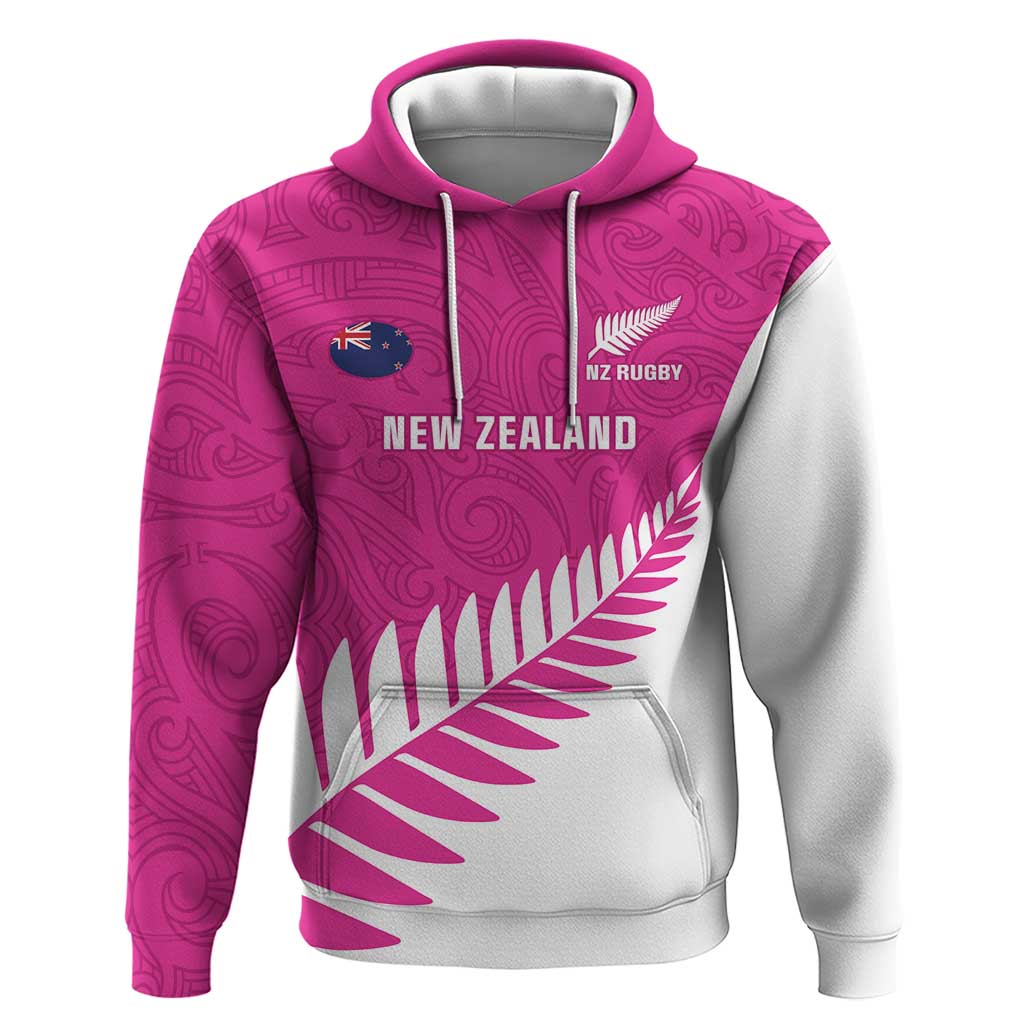 New Zealand Silver Fern Rugby Custom Hoodie Go All Black Maori Pink Version LT14 Pullover Hoodie Pink - Polynesian Pride