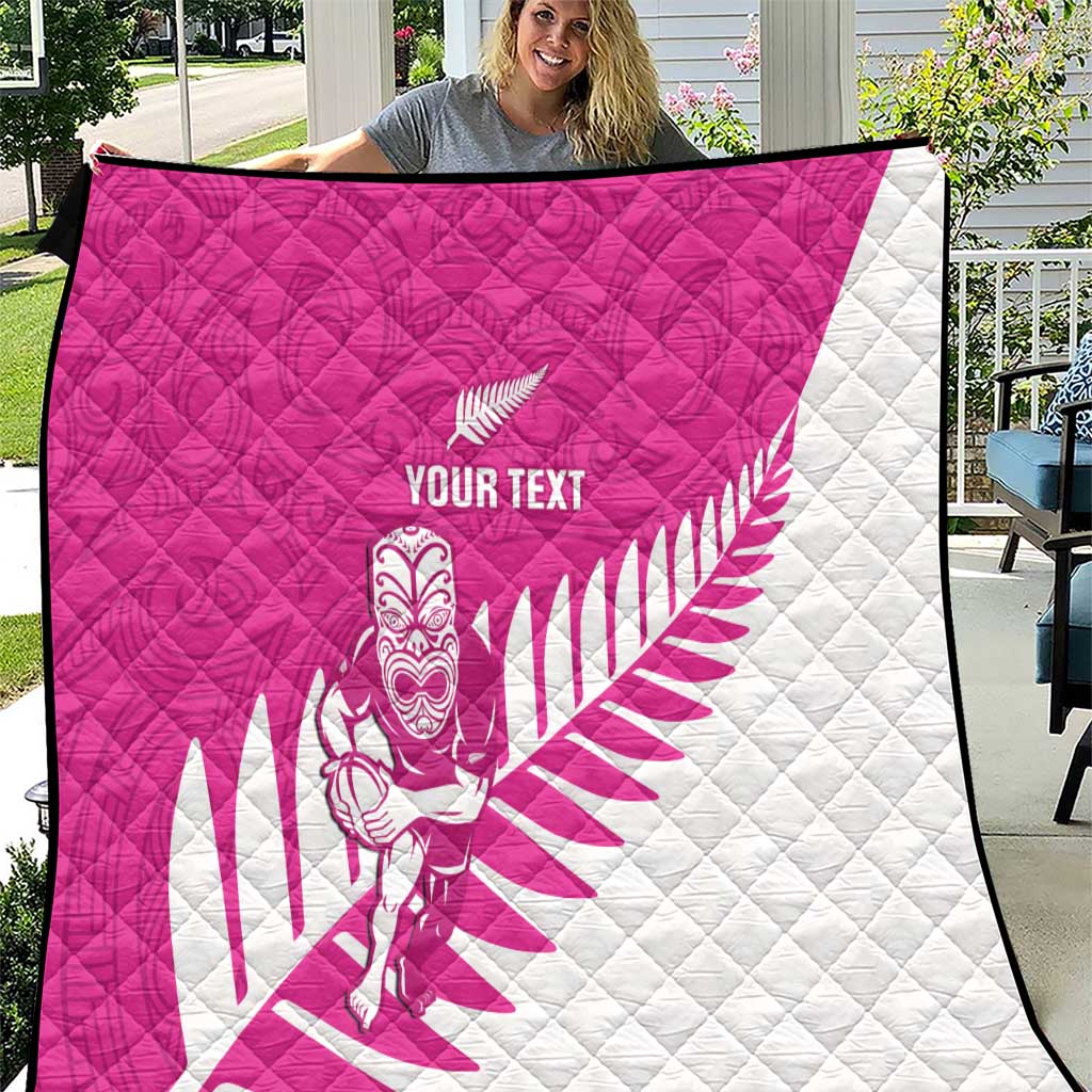 New Zealand Silver Fern Rugby Custom Quilt Go All Black Maori Pink Version LT14 Pink - Polynesian Pride