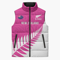 New Zealand Silver Fern Rugby Custom Sleeveless Puffer Jacket Go All Black Maori Pink Version LT14 Unisex Pink - Polynesian Pride