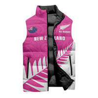 New Zealand Silver Fern Rugby Custom Sleeveless Puffer Jacket Go All Black Maori Pink Version LT14 - Polynesian Pride