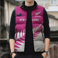 New Zealand Silver Fern Rugby Custom Sleeveless Puffer Jacket Go All Black Maori Pink Version LT14 - Polynesian Pride