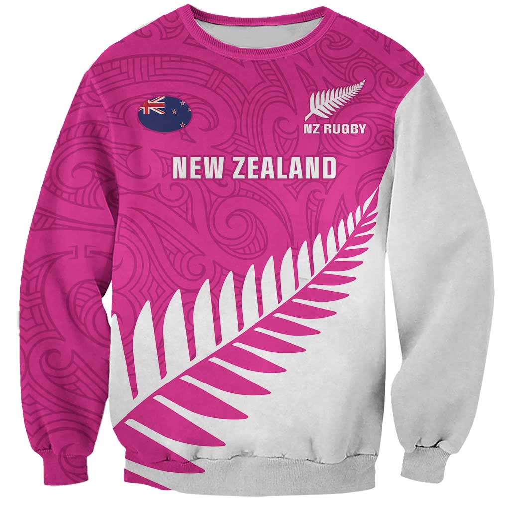 New Zealand Silver Fern Rugby Custom Sweatshirt Go All Black Maori Pink Version LT14 Unisex Pink - Polynesian Pride