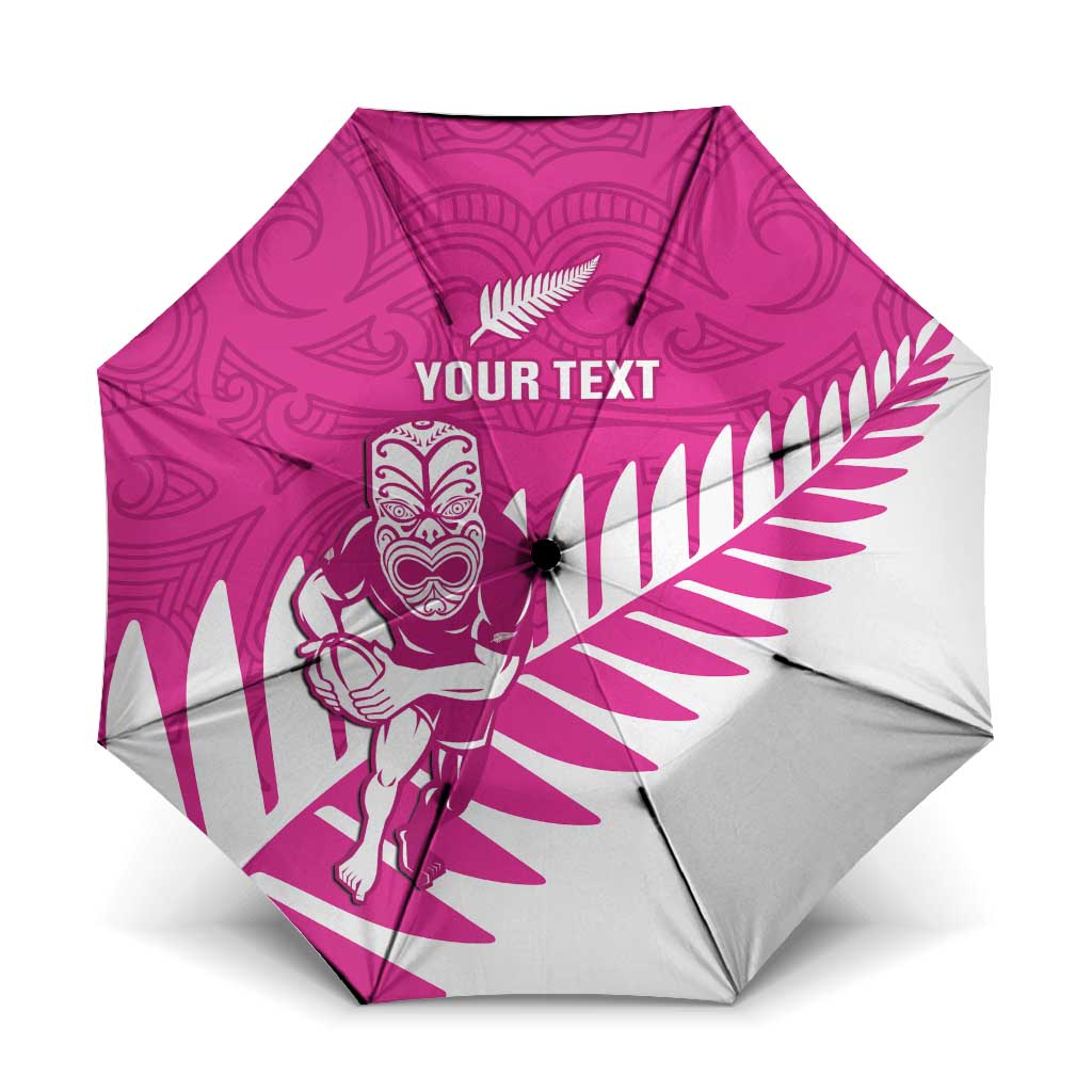 New Zealand Silver Fern Rugby Custom Umbrella Go All Black Maori Pink Version LT14 One Size Folded 11.42 inch Opened Diameter 37.4 inch Pink - Polynesian Pride