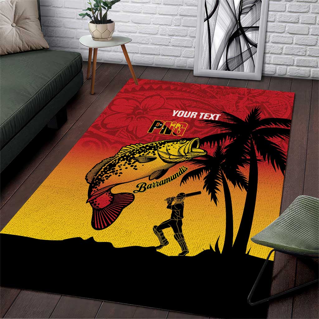 Custom Papua New Guinea Cricket Area Rug PNG Barramundis LT14 Red - Polynesian Pride