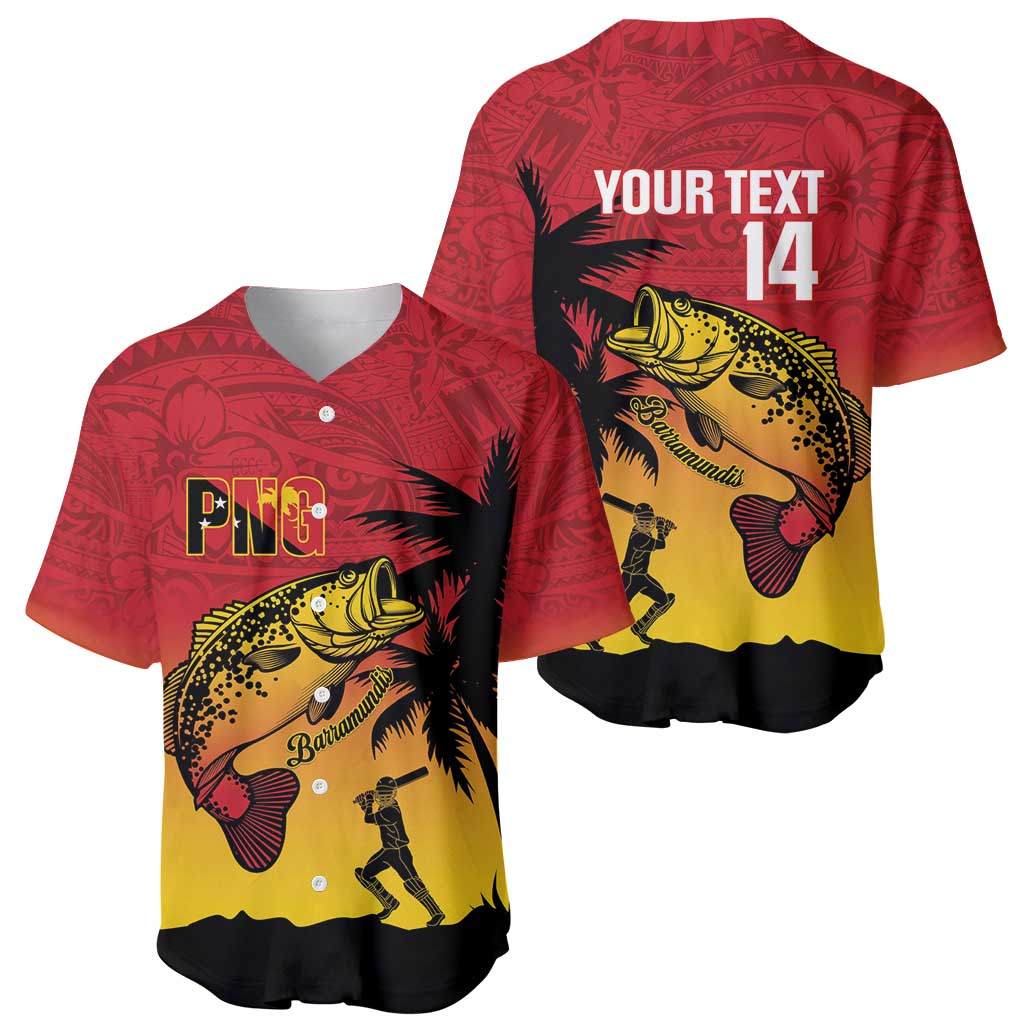 Custom Papua New Guinea Cricket Baseball Jersey PNG Barramundis LT14 - Polynesian Pride