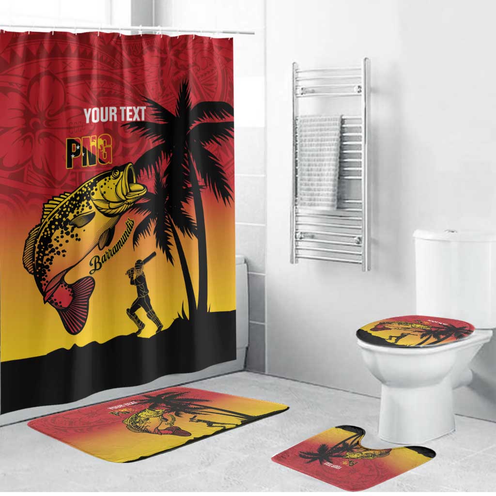 Custom Papua New Guinea Cricket Bathroom Set PNG Barramundis LT14 Bathroom Set (4 pcs) Red - Polynesian Pride